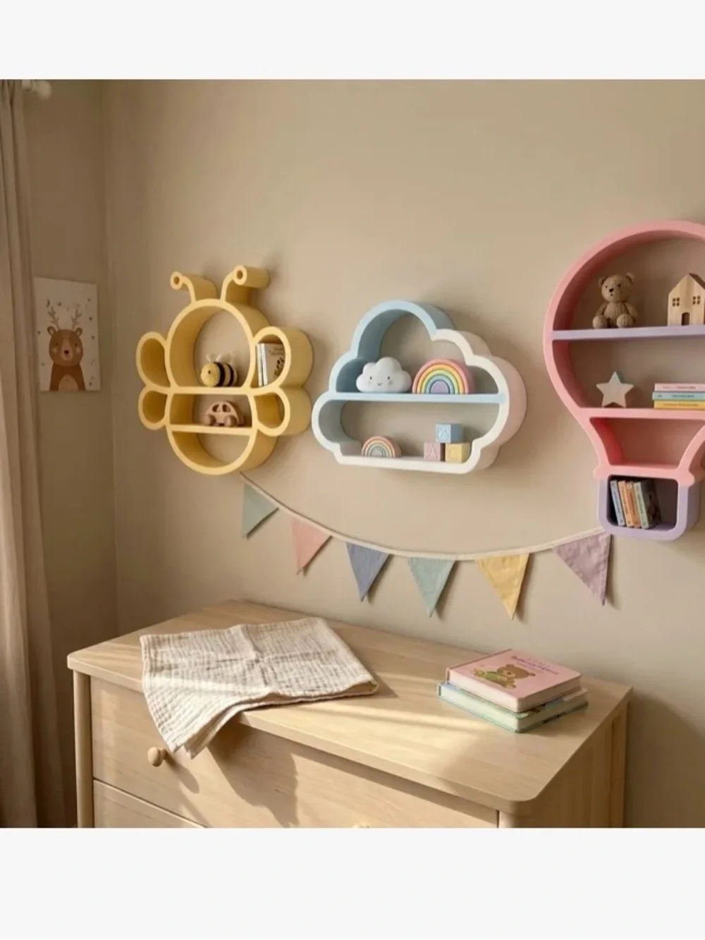 Bee-Shaped Wall Shelf or table shelf in Bright Yellow